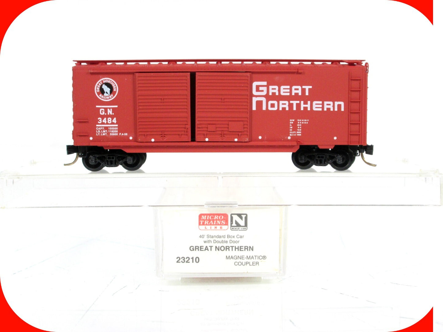 N Scale ***GREAT NORTHERN*** CIRCUS 40' Box Car, GN 3484 ---- Micro Trains 23210