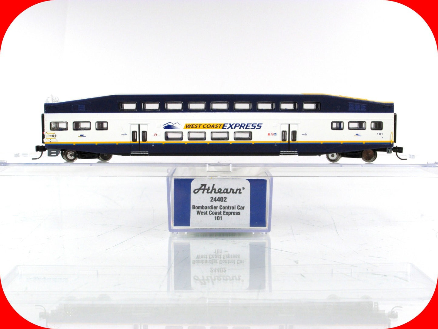 N Scale ***WEST COAST EXPRESS*** Bombardier Coach Car #101 ------- Athearn 24402
