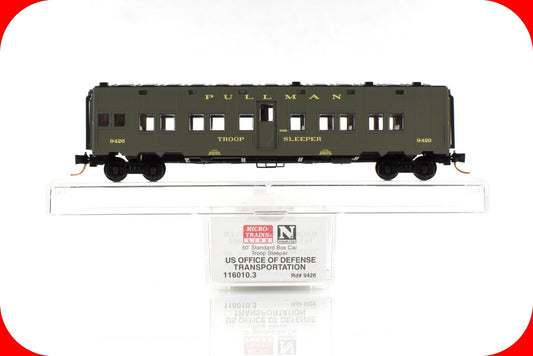 N Scale **WWII US OFFICE of DEFENSE** Troop Sleeper #9426 -Micro Trains 116010.3