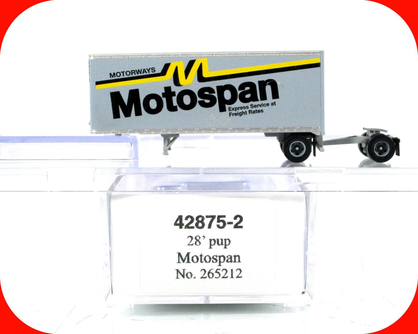 N Scale ***MOTOSPAN*** 28' Pup Trailer #265212 -- Trainworx 42875-2, Special Run