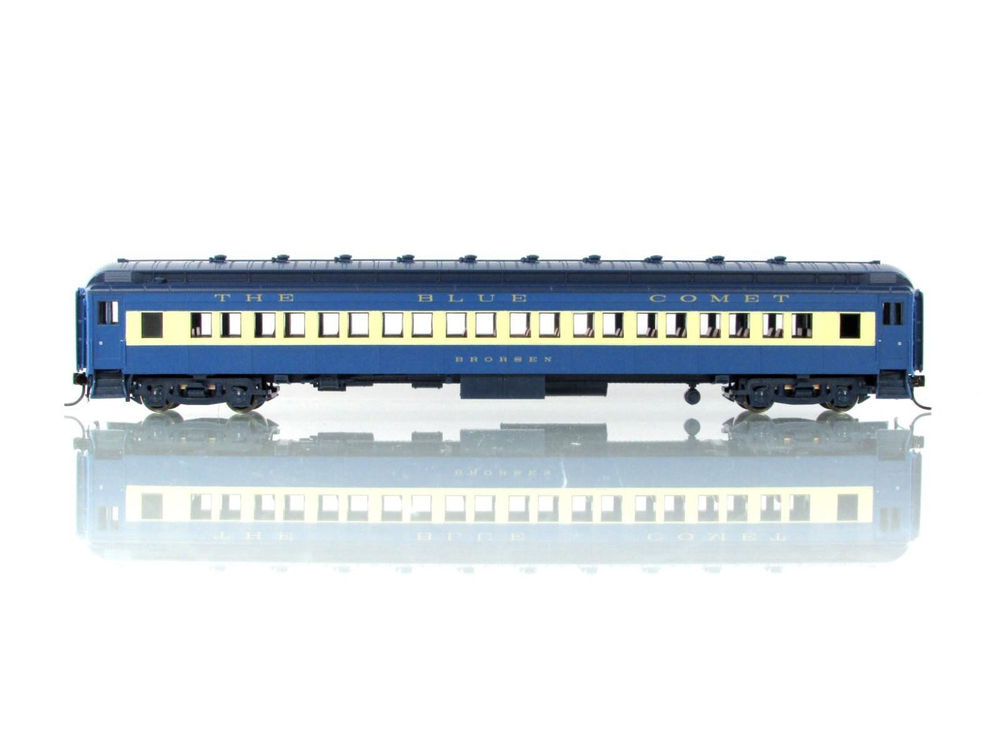 HO Scale **CNJ BLUE COMET** 80' Coach *BRORSEN* #1177 -- Broadway 6439, Lighted