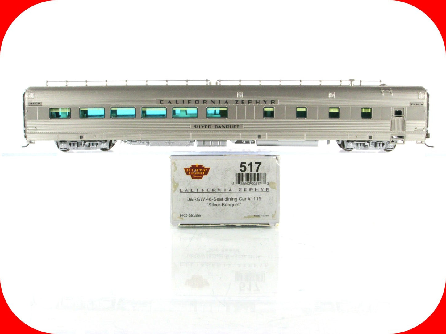 HO Scale ***DRGW CA ZEPHYR*** SILVER BANQUET Diner 1115 --Broadway 517, Lighted