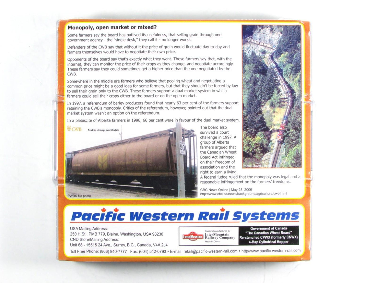 N Scale **CANADIAN WHEAT BOARD** Hopper Set 1 - Intermountain PWRS Special RARE*