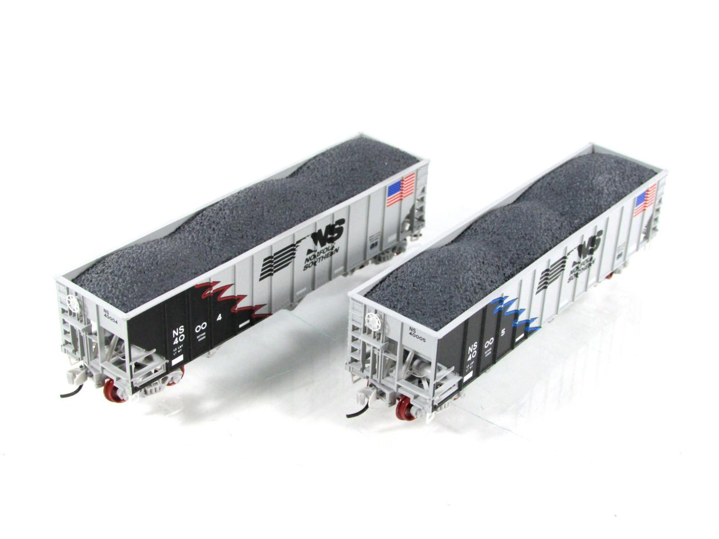 N Scale *NORFOLK SOUTHERN* Coal Hoppers, US Flag #40004,40005 -MTL Special *RARE