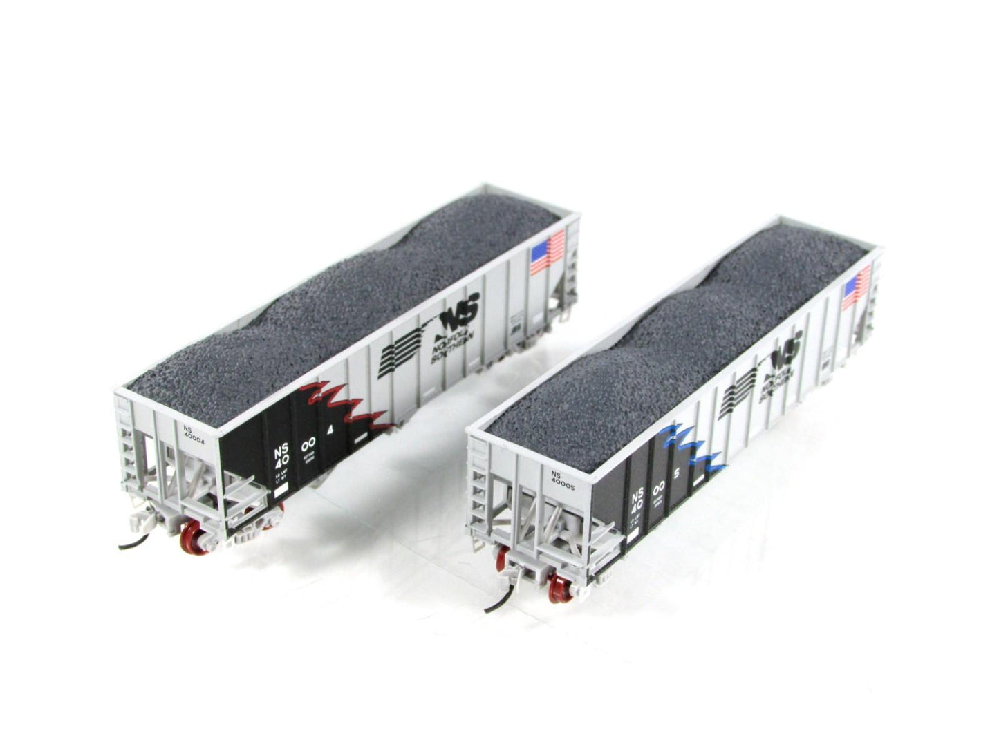 N Scale *NORFOLK SOUTHERN* Coal Hoppers, US Flag #40004,40005 -MTL Special *RARE