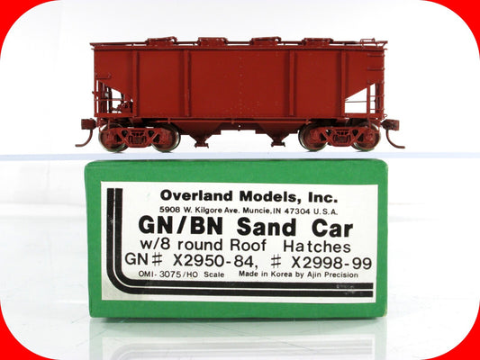 HO Scale BRASS ***GN, BN*** 2-Bay, 8-Hatch Sand Hopper Car - Overland 3075, Ajin