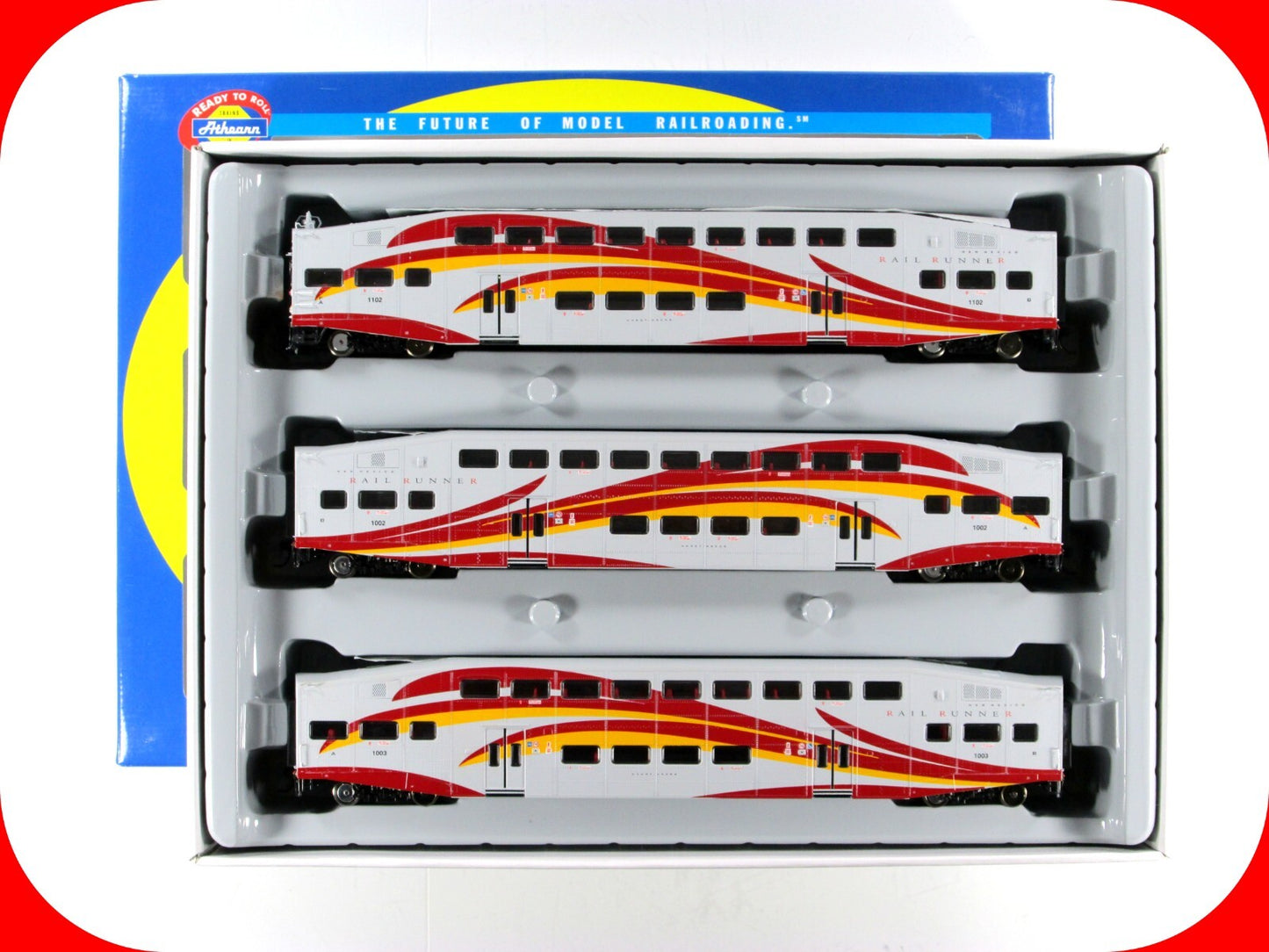 HO Scale *NEW MEXICO RAIL RUNNER* Bombardier Set #1102,1002,1003 - Athearn 25902