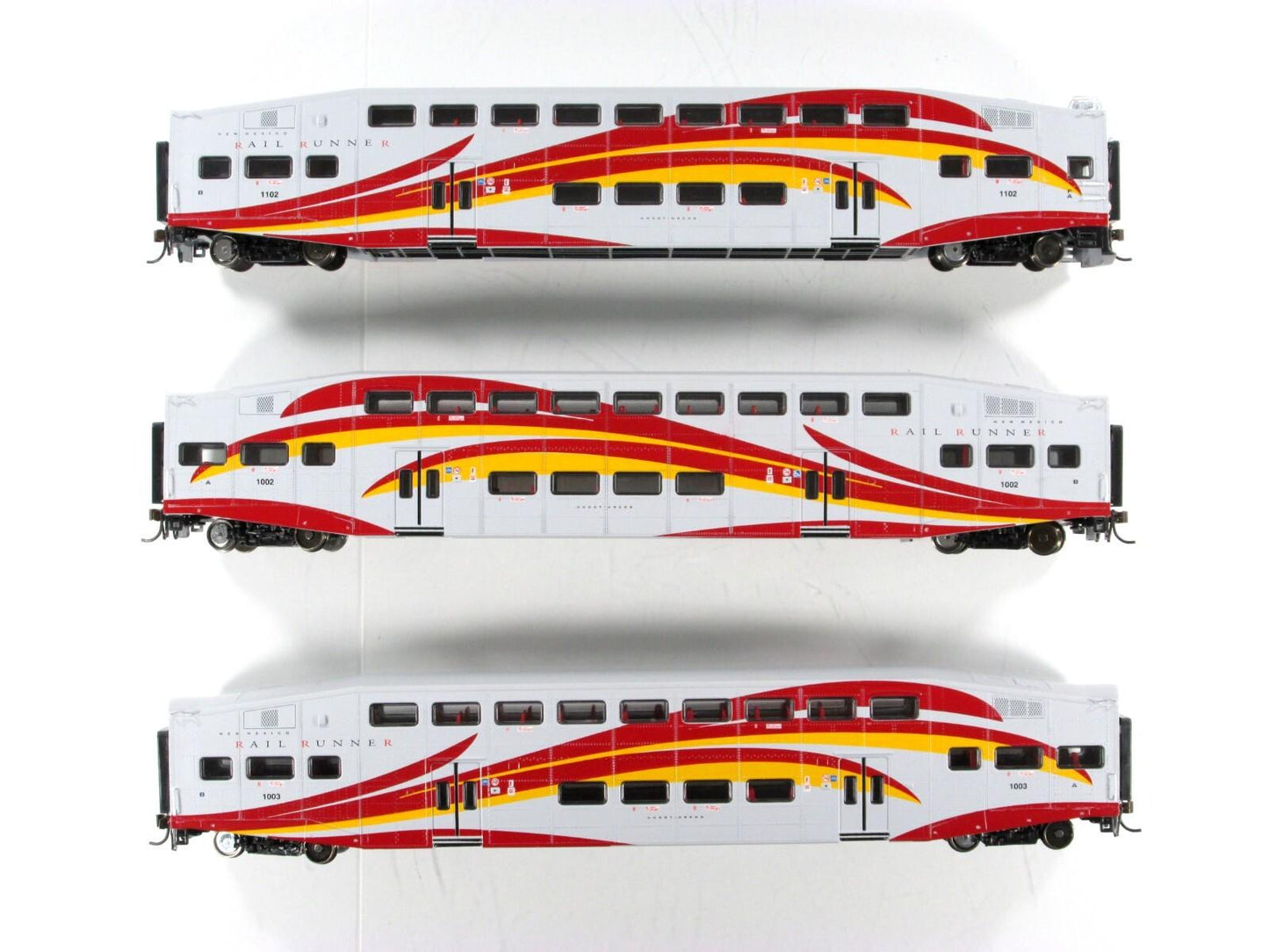 HO Scale *NEW MEXICO RAIL RUNNER* Bombardier Set #1102,1002,1003 - Athearn 25902