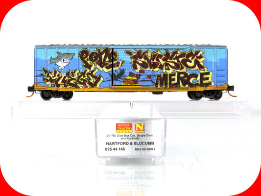 N Scale ***HARTFORD SLOCUMB** Weathered Graffiti Box Car - Micro Trains 02544146