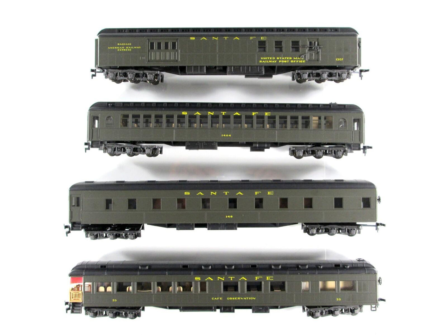 HO Scale ***SANTA FE*** 1920s Heavyweight Passenger 4-Car Set B - Rivarossi 6915