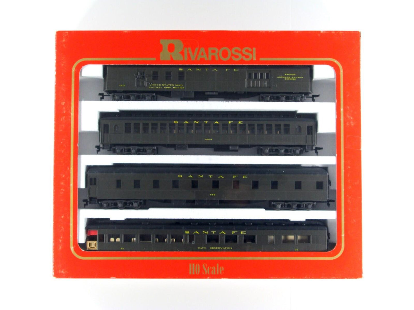 HO Scale ***SANTA FE*** 1920s Heavyweight Passenger 4-Car Set B - Rivarossi 6915
