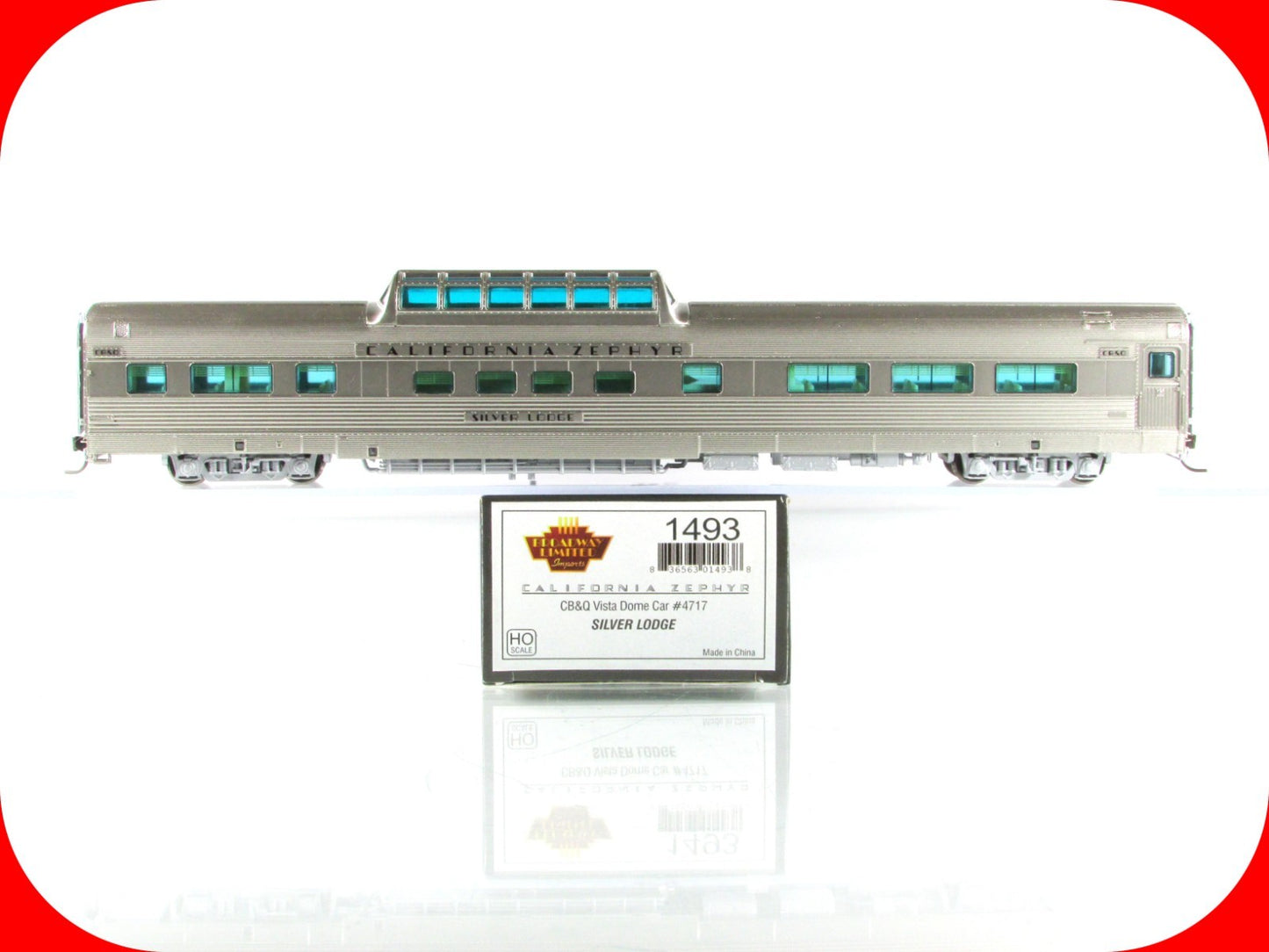 HO Scale ***CB&Q CA ZEPHYR*** SILVER LODGE Dome #4717 --- Broadway 1493, Lighted