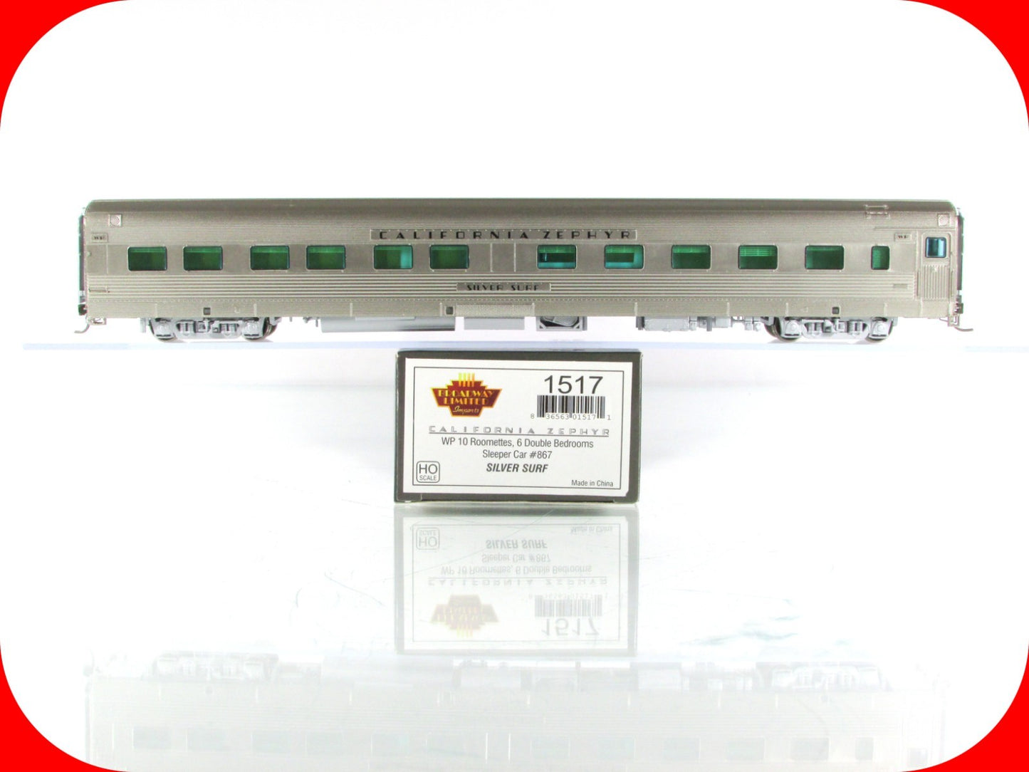 HO Scale ***WP CA ZEPHYR*** SILVER SURF Sleeper #867 ---- Broadway 1517, Lighted