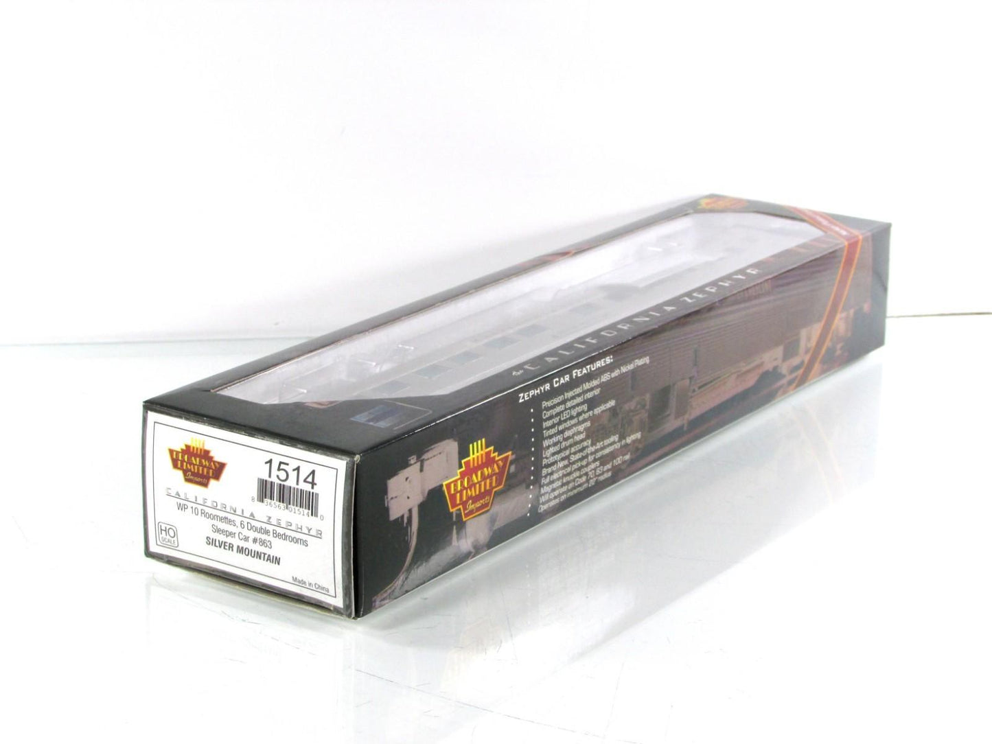 HO Scale ***WP CA ZEPHYR*** SILVER MOUNTAIN Sleeper #863 -Broadway 1514, Lighted