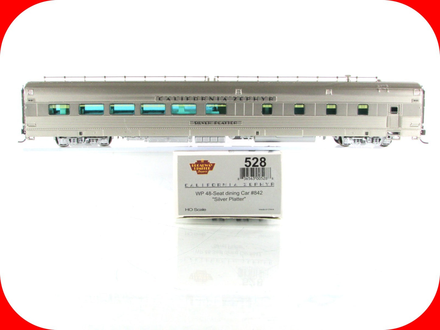 HO Scale **WP CA ZEPHYR** SILVER PLATTER Dining Car #842 - Broadway 528, Lighted
