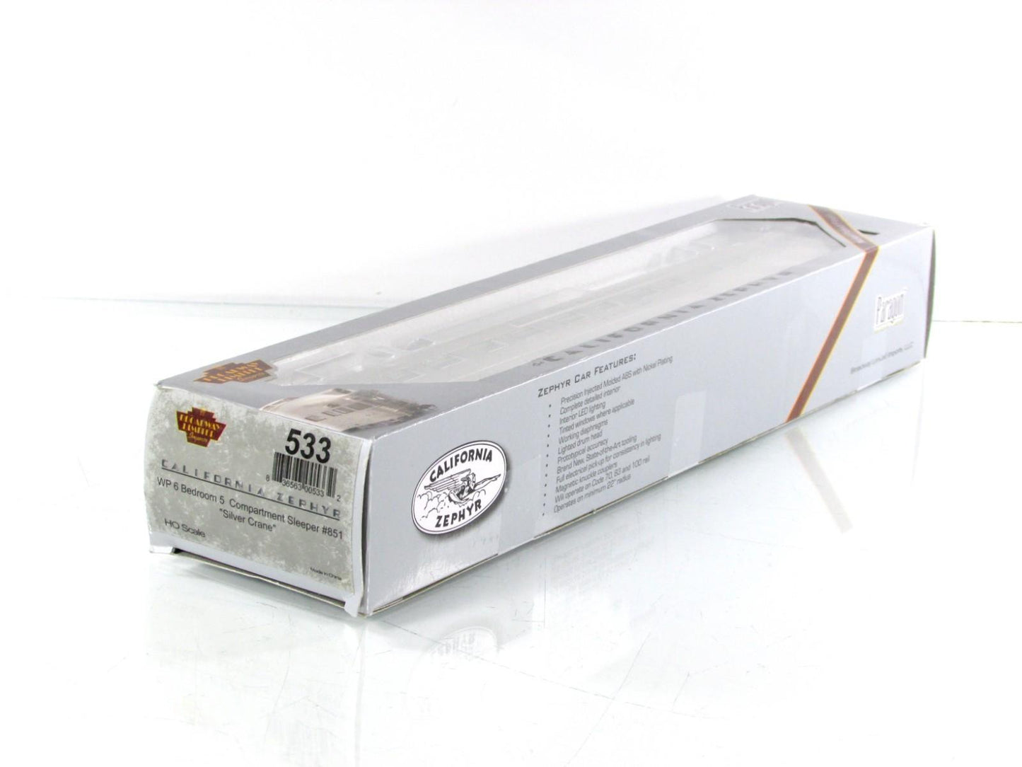 HO Scale ***WP CA ZEPHYR*** SILVER CRANE Sleeper #851 ---- Broadway 533, Lighted
