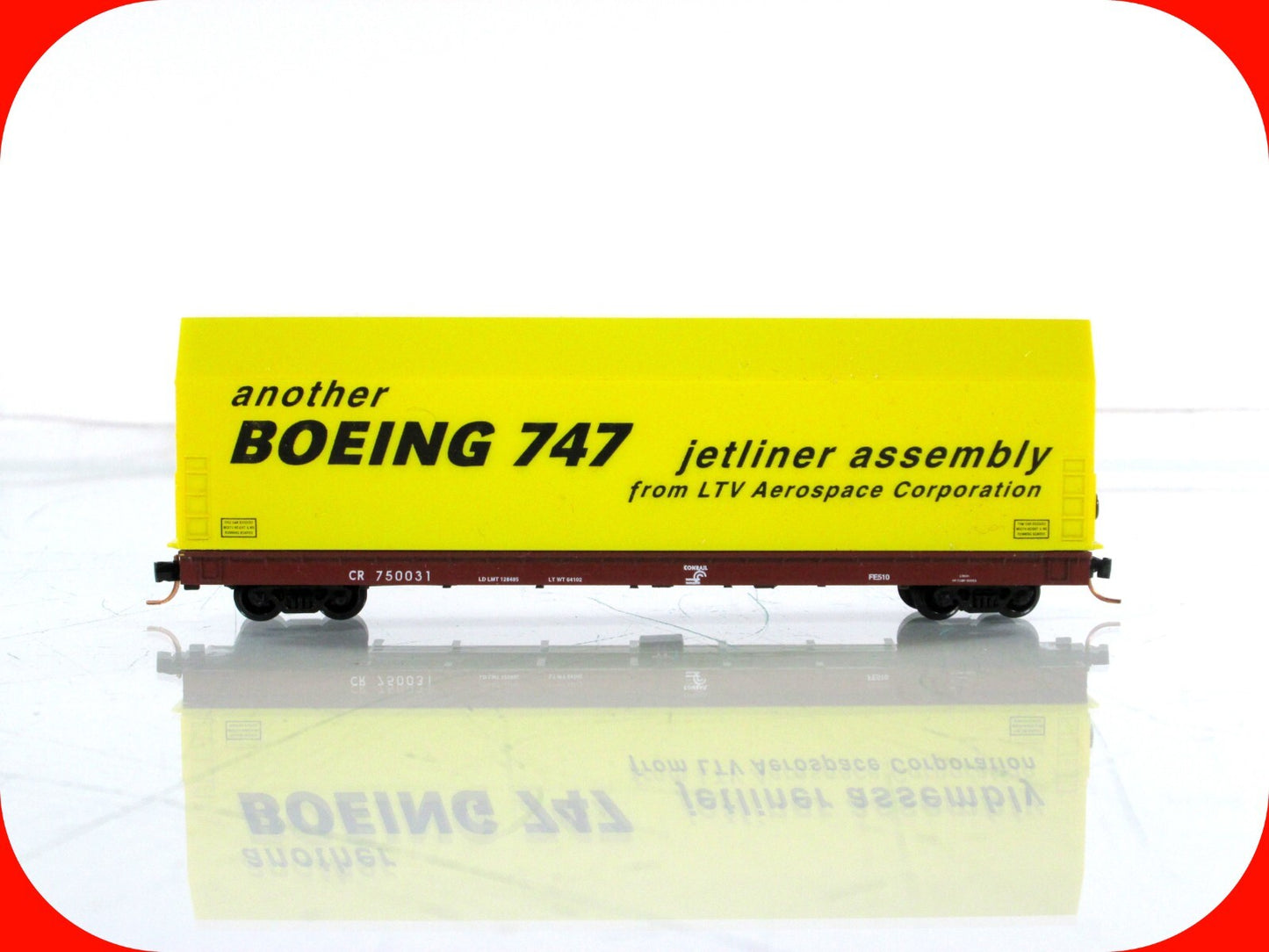 N Scale **BOEING 747 SKYBOX*** Jetliner on Flat Car, CR 750031 - LBF,  MTL Cplrs
