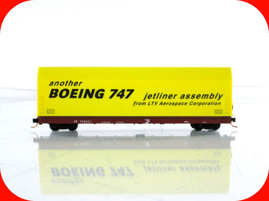 N Scale **BOEING 747 SKYBOX*** Jetliner on Flat Car, CR 750031 - LBF,  MTL Cplrs