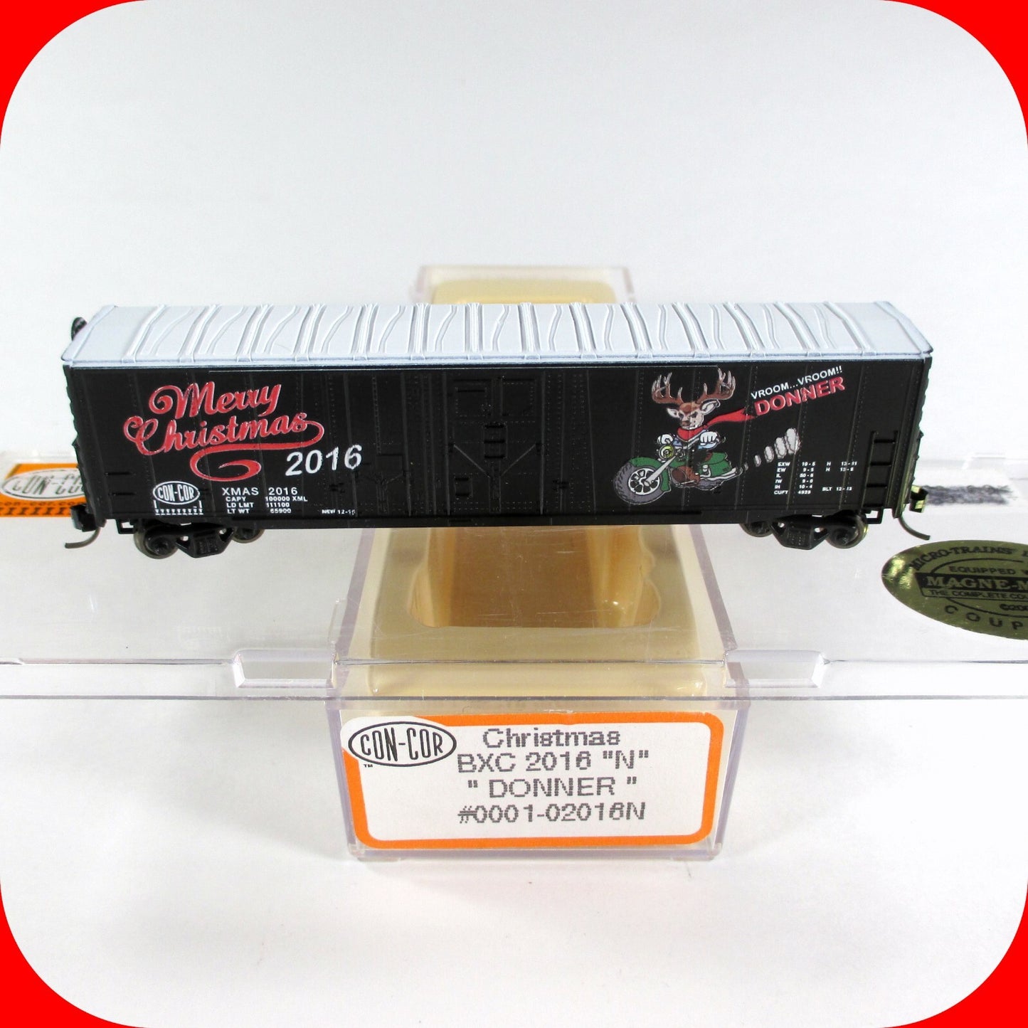 N Scale ***On DONNER*** Reindeer Christmas Box Car 2016 - Con-Cor 02016N **RARE