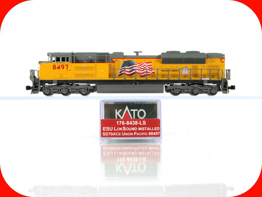 N Scale ***UNION PACIFIC*** SD70ACe, US Flag #8497 - Kato 176-8438, DCC LokSound