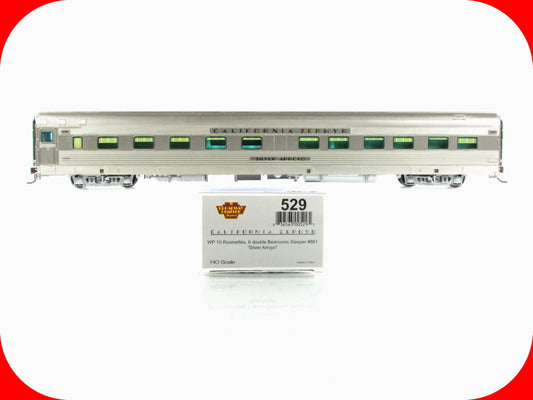 HO Scale ***WP CA ZEPHYR*** SILVER ARROYO Sleeper #861 --- Broadway 529, Lighted