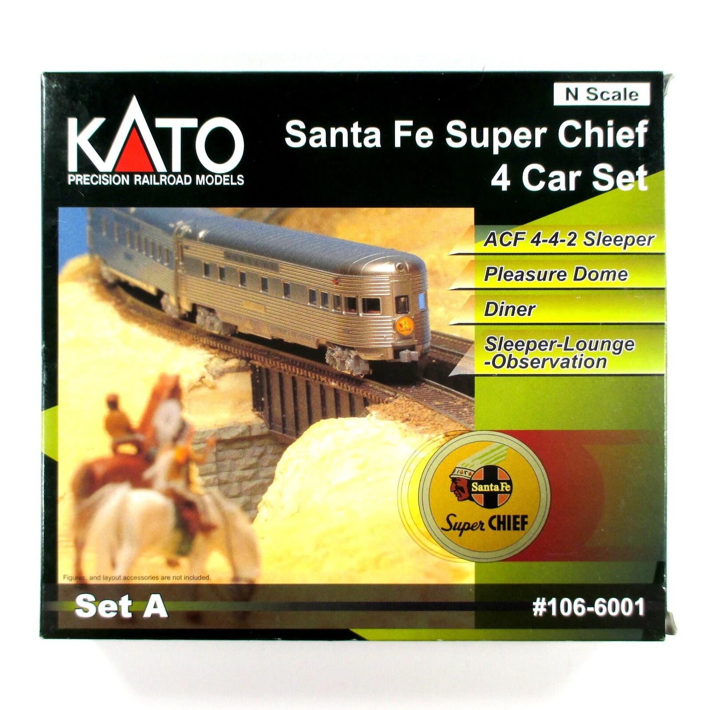 N Scale ***SANTA FE SUPER CHIEF*** Lightweight Passenger Set A --- Kato 106-6001