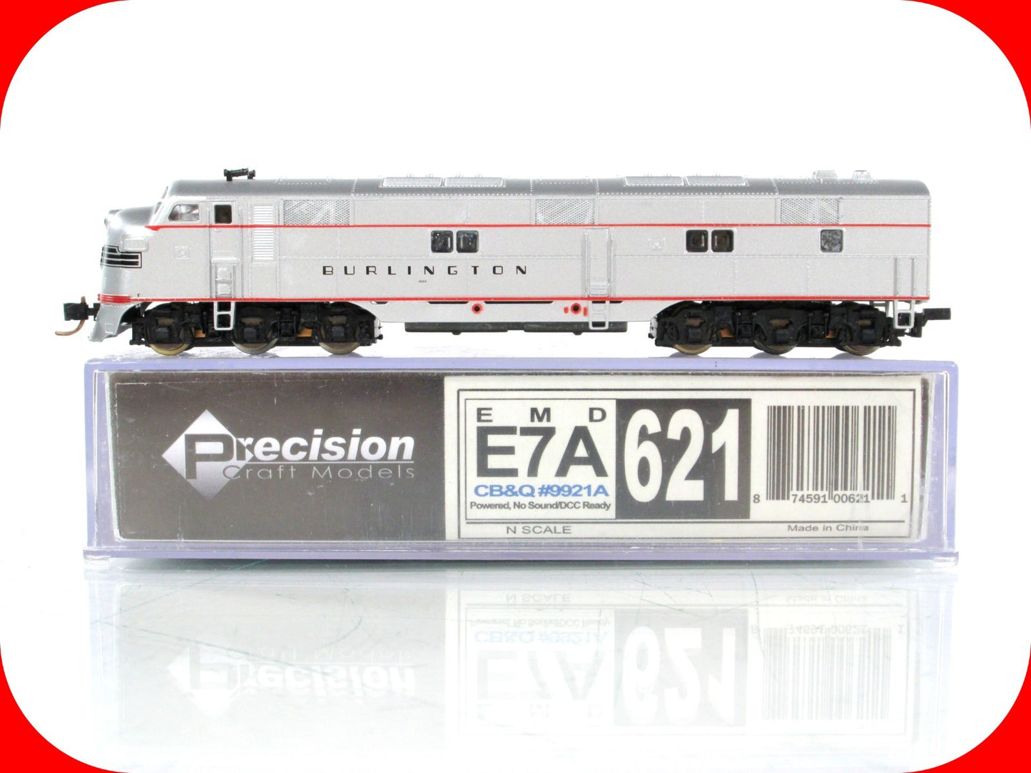 N Scale ***BURLINGTON** E7A Locomotive - Life-Like, Knuckle Cplrs (Swapped Case)