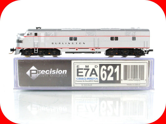 N Scale ***BURLINGTON** E7A Locomotive - Life-Like, Knuckle Cplrs (Swapped Case)