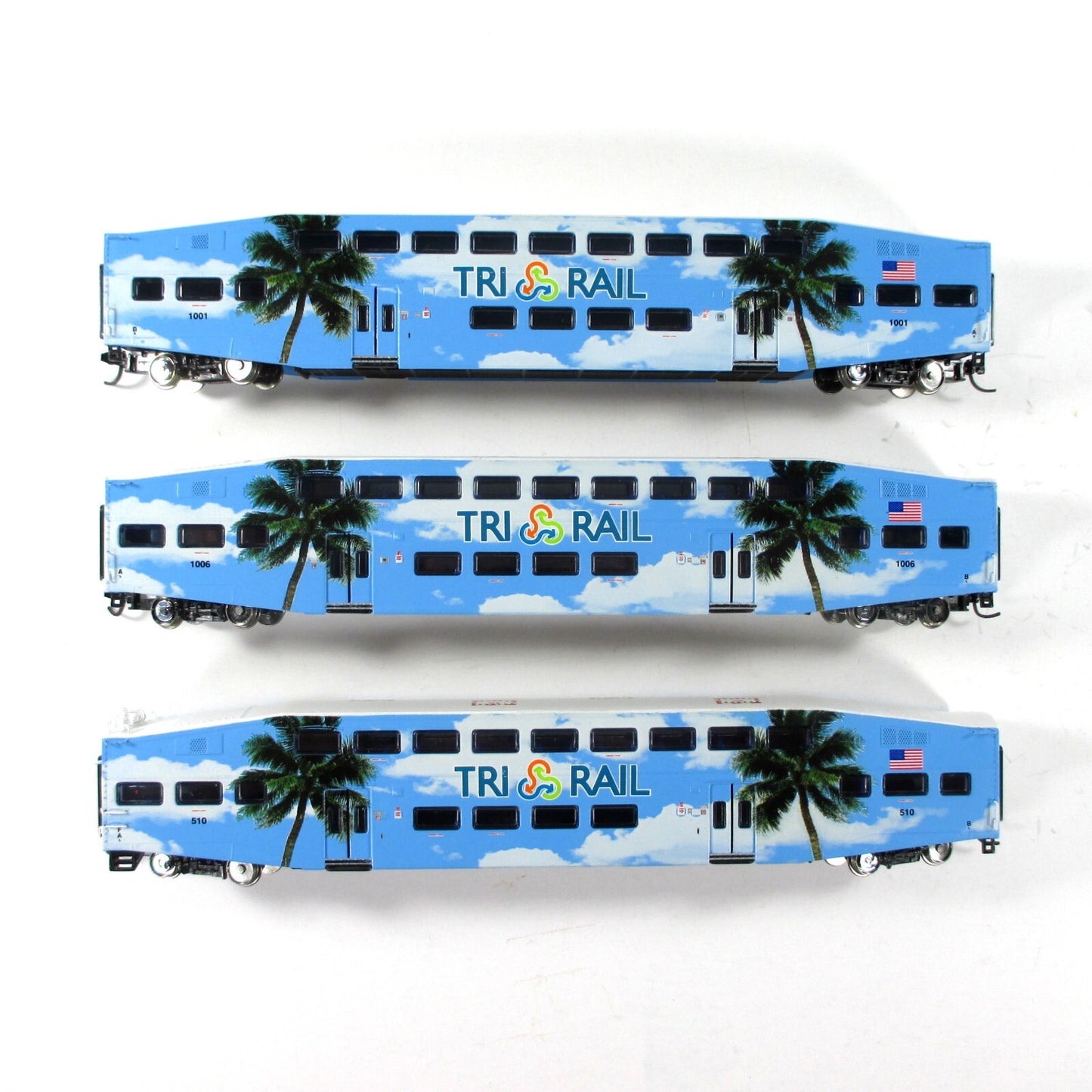 N Scale *TRI-RAIL* Bombardier Commuter Coach & Control Set - Athearn 10165 *RARE