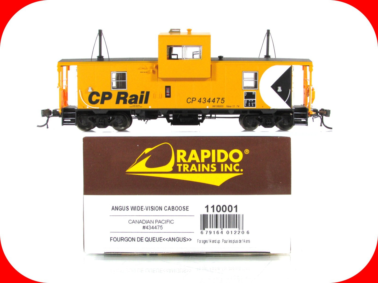 HO Scale **CANADIAN PACIFIC** Wide-Vision Caboose #434475 -Rapido 110001 *Lights