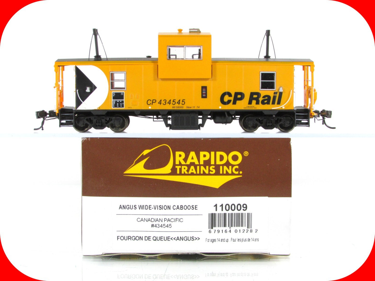 HO Scale **CANADIAN PACIFIC** Wide-Vision Caboose #434545 -Rapido 110009 *Lights