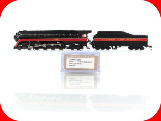 N Scale ***NORFOLK & WESTERN*** Class J  4-8-4  #602 - Bachmann 53251, DCC Sound