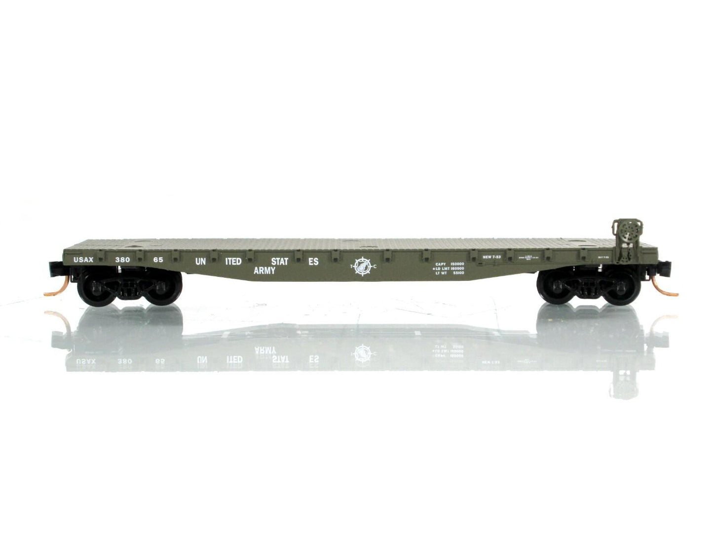 N Scale ***UNITED STATES ARMY*** 50' Flat Car, USAX 38065 --- Micro Trains 45180
