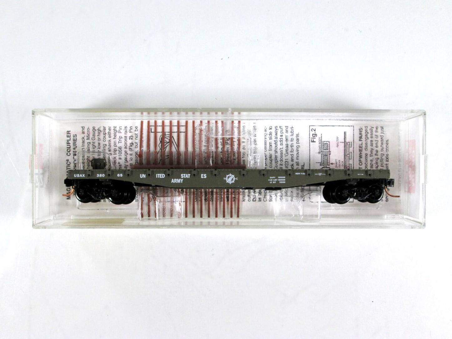 N Scale ***UNITED STATES ARMY*** 50' Flat Car, USAX 38065 --- Micro Trains 45180