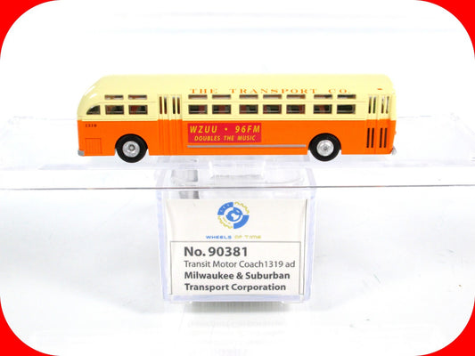 N Scale **MILWAUKEE & SUBURBAN** Transit Coach #1319 w/ Ad -WHEELS of TIME 90381