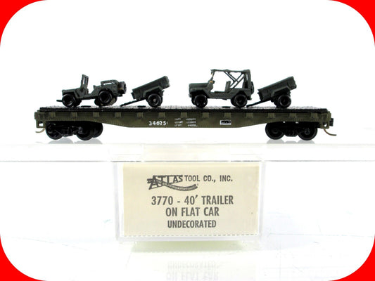 N Scale 50' Flat Car w/ Military Vehicle Loads --- Atlas, MTL Couplers