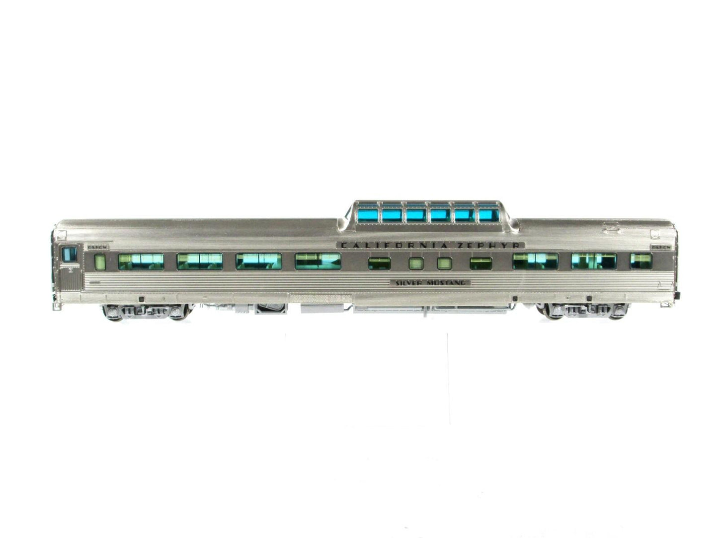 HO Scale **DRGW CA ZEPHYR* SILVER MUSTANG Vista Dome 1107 -Broadway 515, Lighted