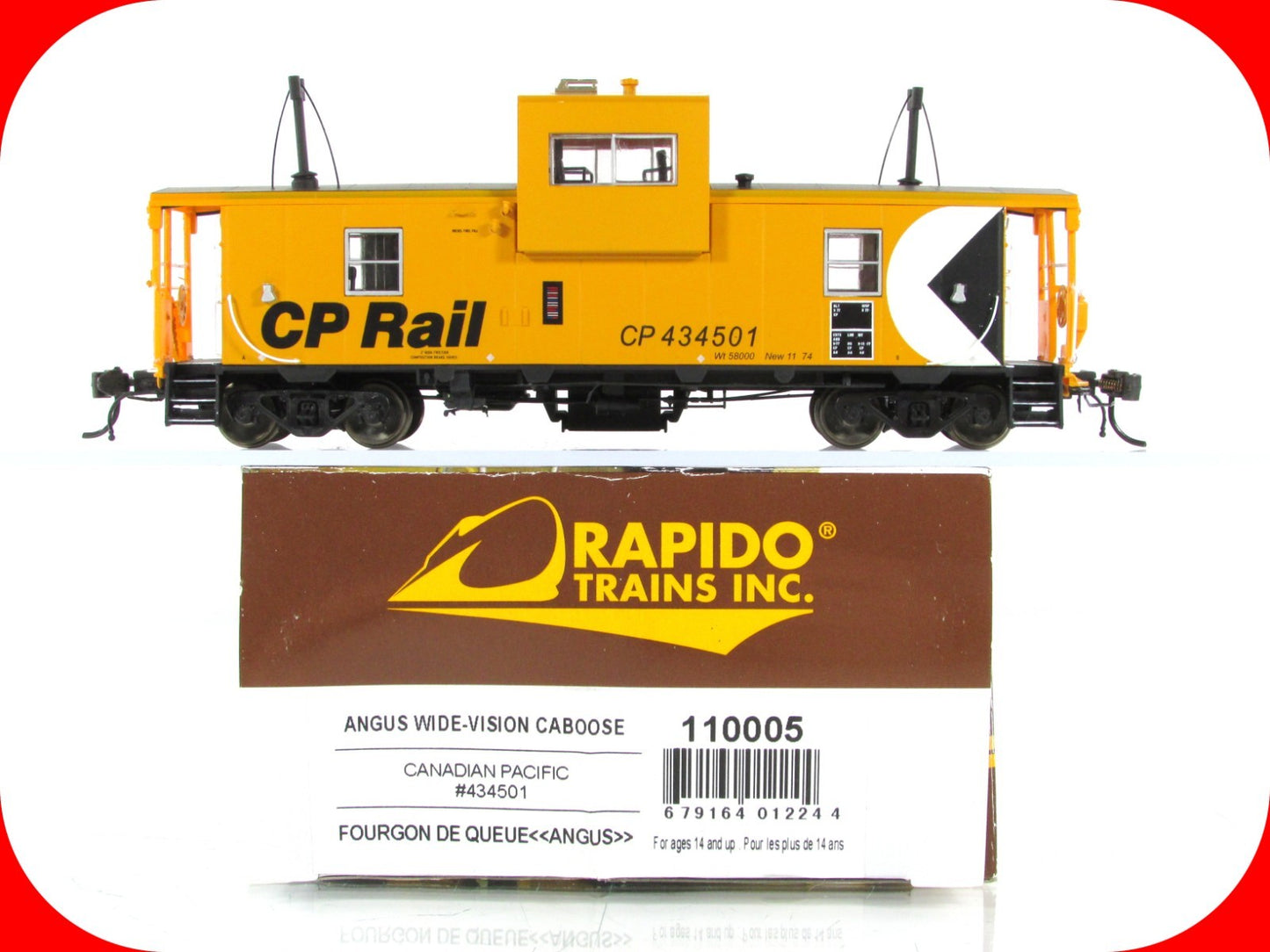 HO Scale **CANADIAN PACIFIC** Wide-Vision Caboose #434501 -Rapido 110005 *Lights
