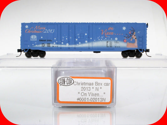 N Scale ***On VIXEN*** Reindeer Christmas Box Car 2013 -- Con-Cor 02013N ***RARE