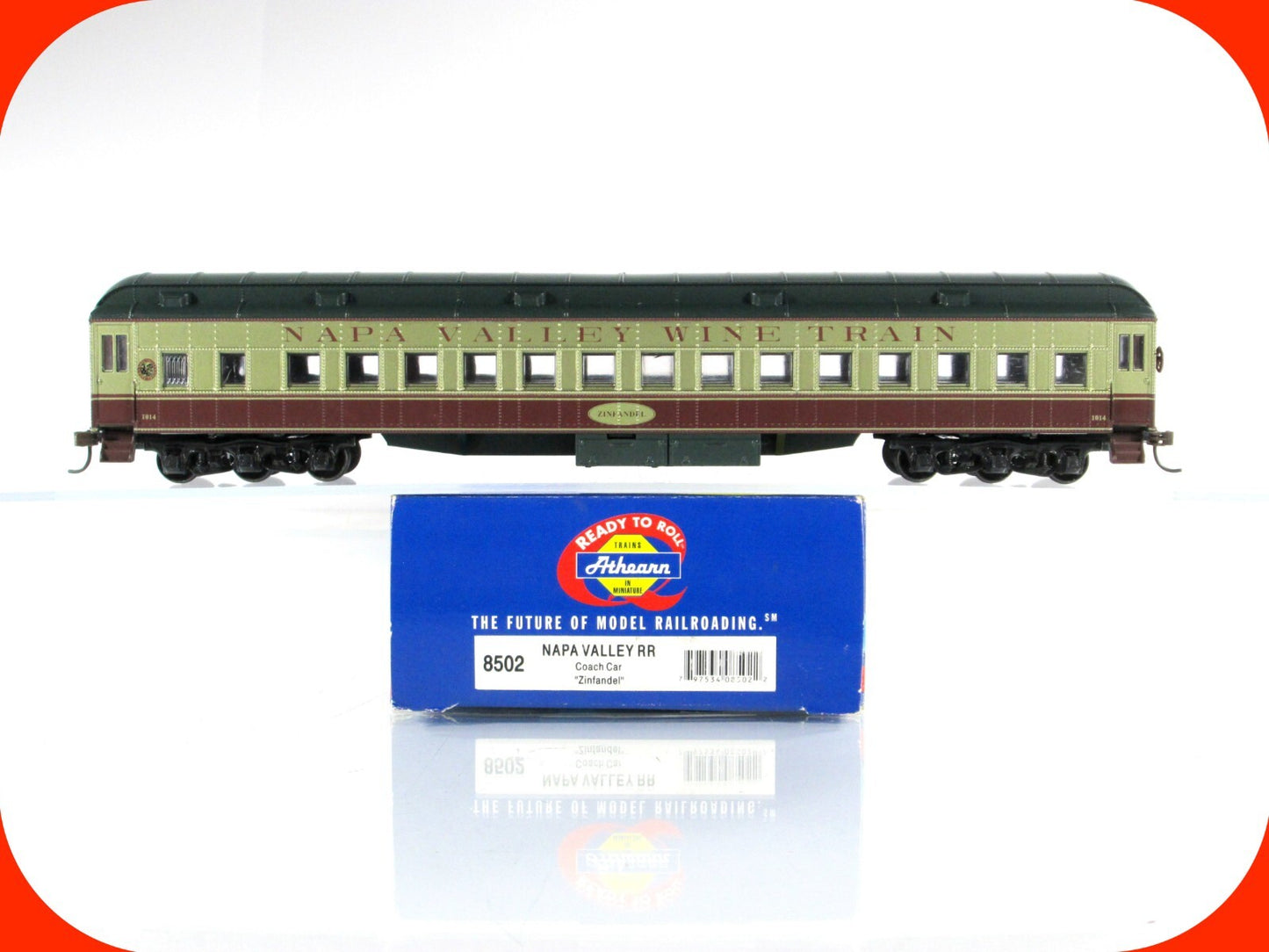 HO Scale ***NAPA VALLEY*** *Zinfandel* Passenger Coach, NVRR 1014 - Athearn 8502