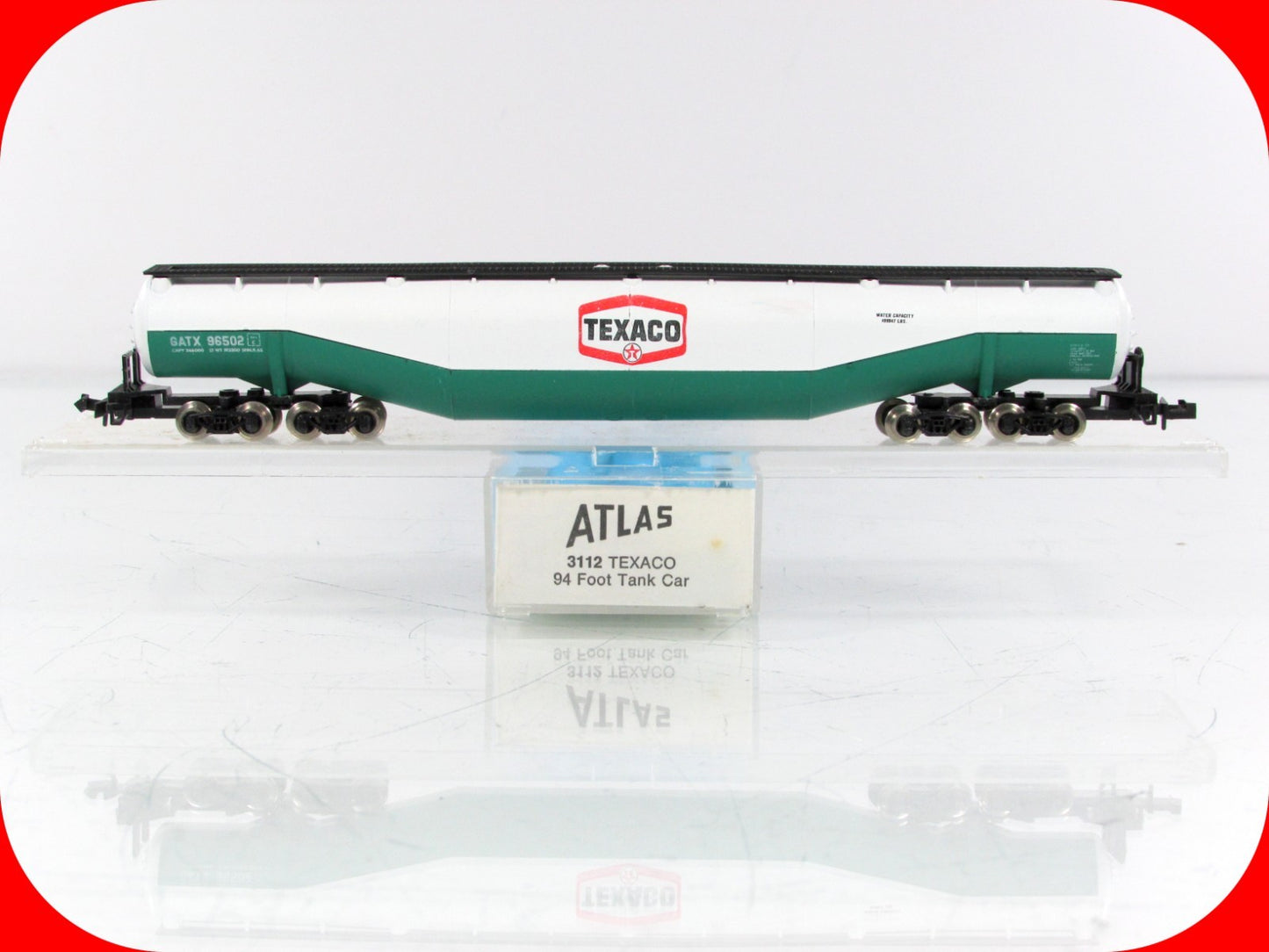 N Scale ***TEXACO*** 94' Jumbo Whale Belly Tank Car, GATX 96502 ---- Atlas 3112