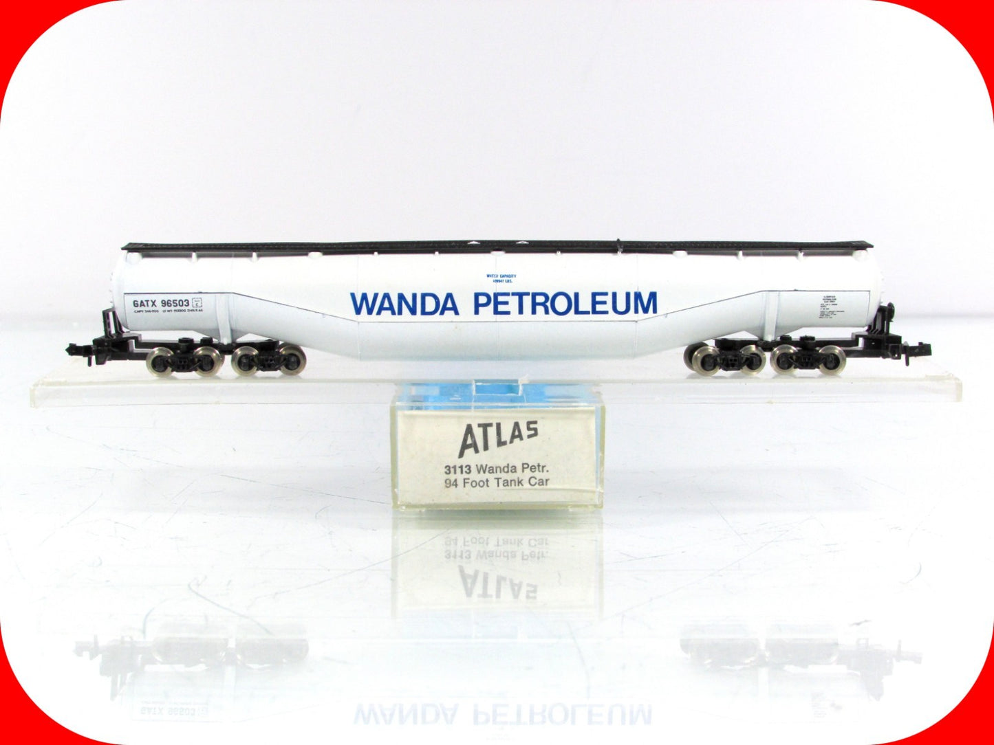 N Scale **WANDA PETROLEUM** 94' Jumbo Whale Belly Tanker GATX 96503 --Atlas 3113