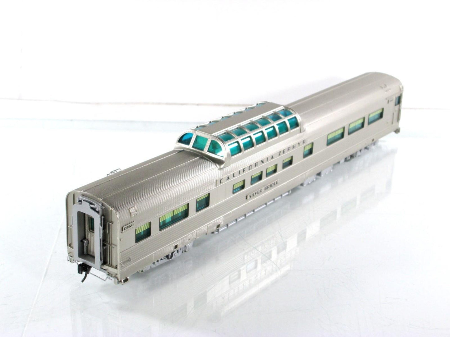HO Scale **CB&Q CA ZEPHYR* SILVER BRIDLE Vista Dome 4716 --Broadway 502, Lighted
