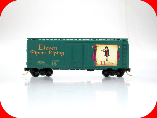 N Scale 12 Days Christmas *ELEVEN PIPERS PIPING* Box Car, -Micro Trains 02100511