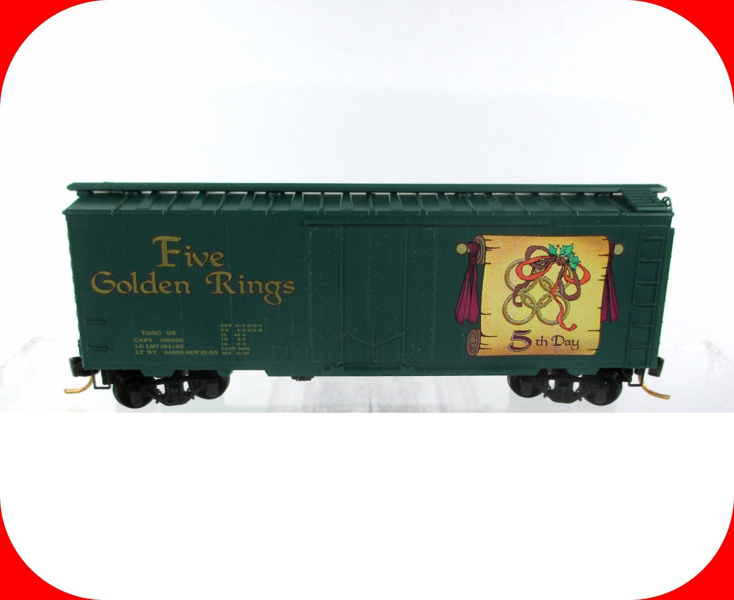 N Scale **FIVE GOLDEN RINGS** 12 Days Christmas Box Car ---Micro Trains 02100505