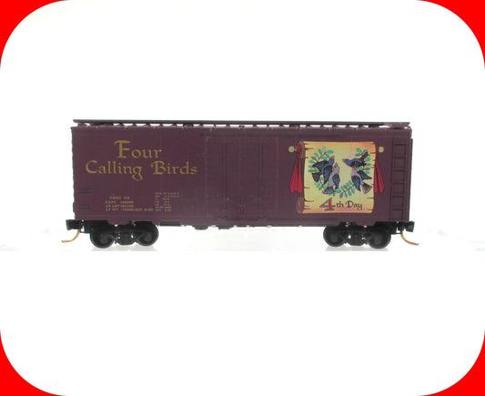 N Scale **FOUR CALLING BIRDS** 12 Days Christmas Box Car, -Micro Trains 02100504