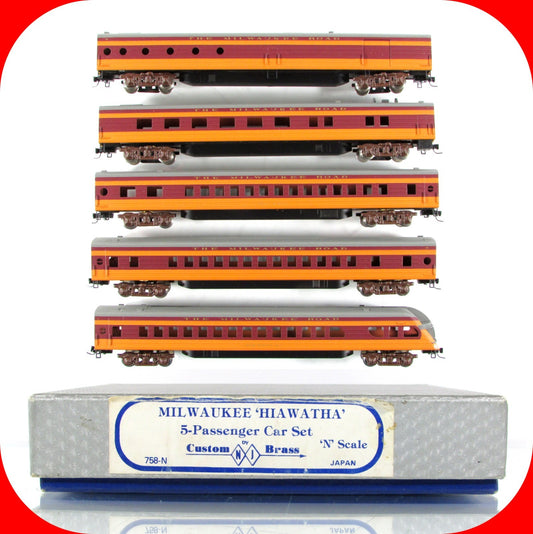N Scale ***Milwaukee Hiawatha*** Passenger 5-Car Set - Custom NJ Brass --- 758-N