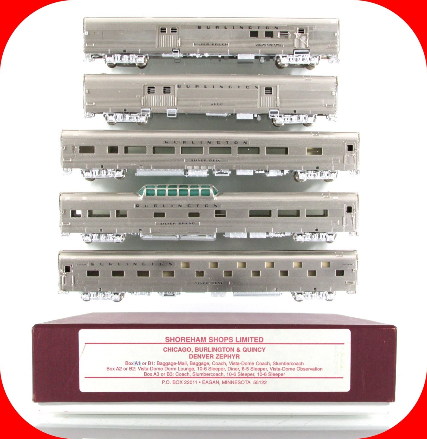 N Scale BRASS **CB&Q DENVER ZEPHYR** Passenger 5-Car Set - SHOREHAM Box A1 *RARE