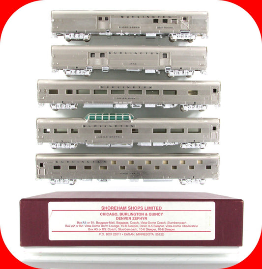 N Scale BRASS **CB&Q DENVER ZEPHYR** Passenger 5-Car Set - SHOREHAM Box A1 *RARE