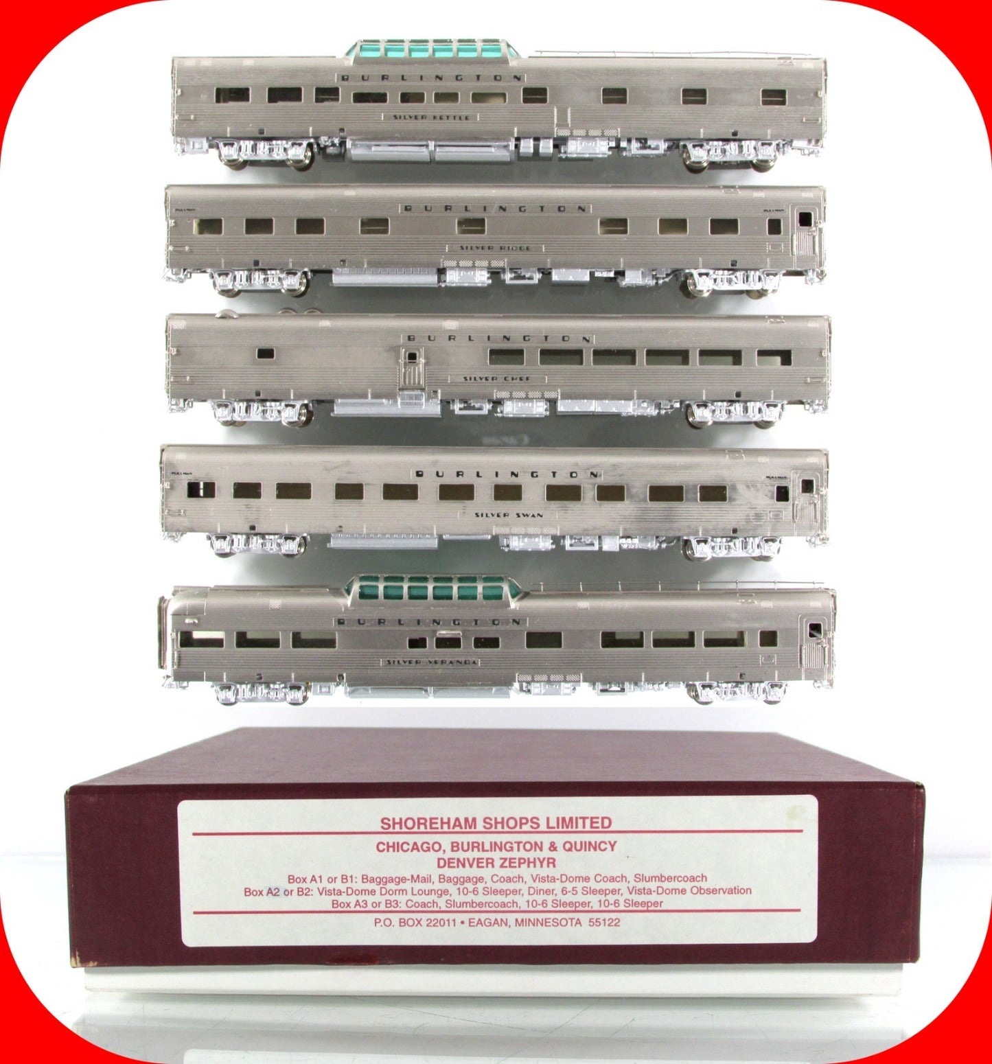N Scale BRASS **CB&Q DENVER ZEPHYR** Passenger 5-Car Set - SHOREHAM Box A2 *RARE